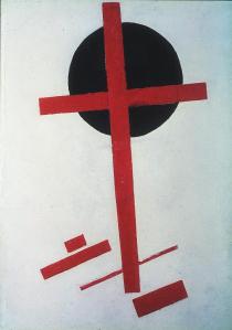 Red Cross on Block Circle by Malevich